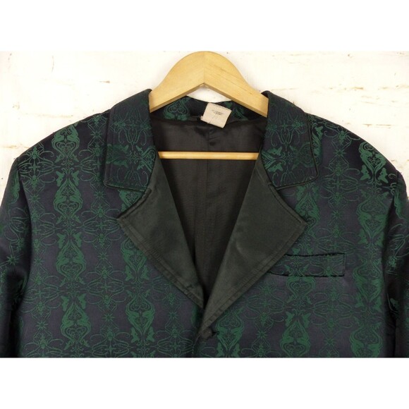 Y2K Lip Service Blacklist Jacket Men XL Black Green Brocade Jacquard Goth Rock - Picture 5 of 16